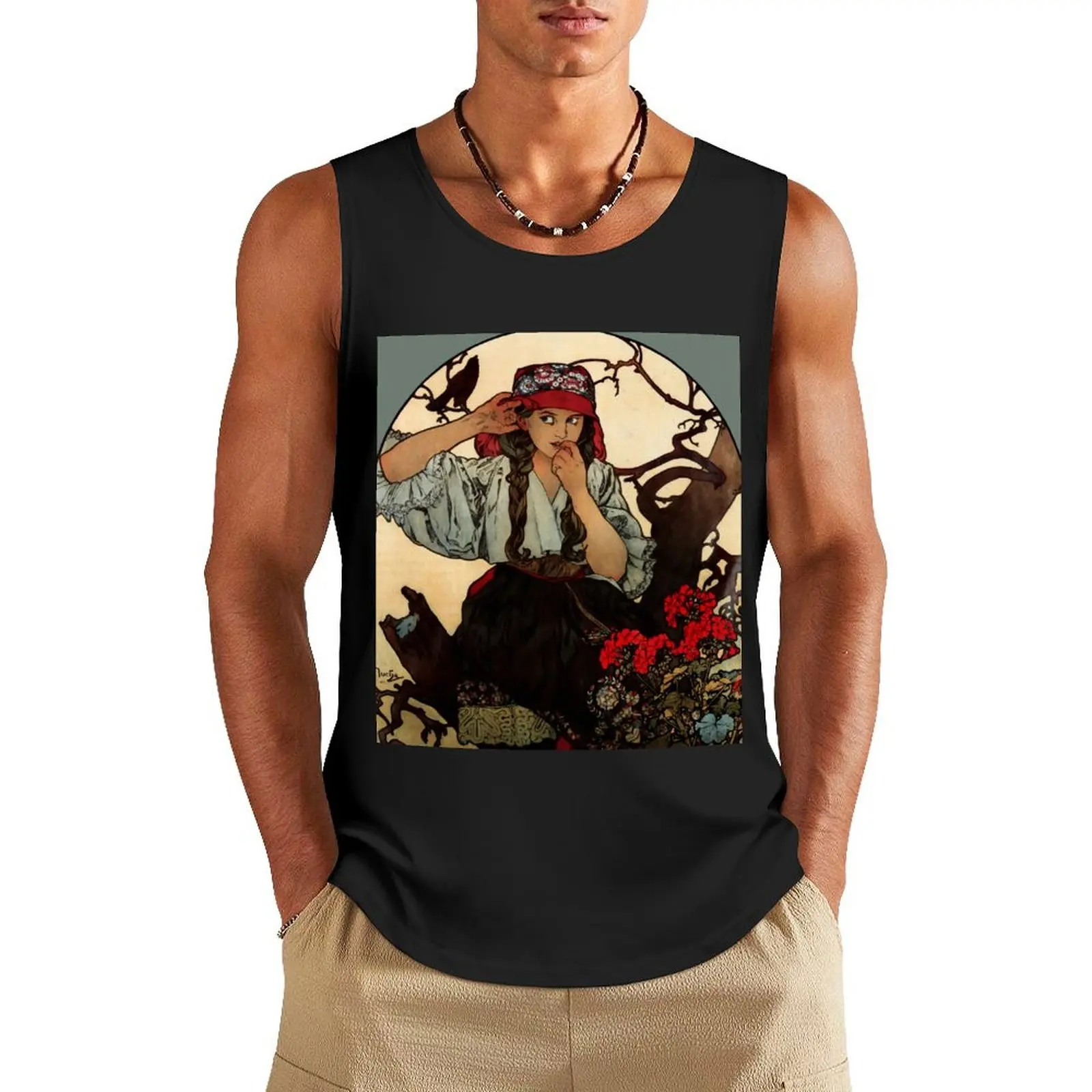 Alphonse Mucha (1860 – 1939) Association of Moravian Teachers poster Tank Top T-shirt man Gym t-shirt man Muscle fit