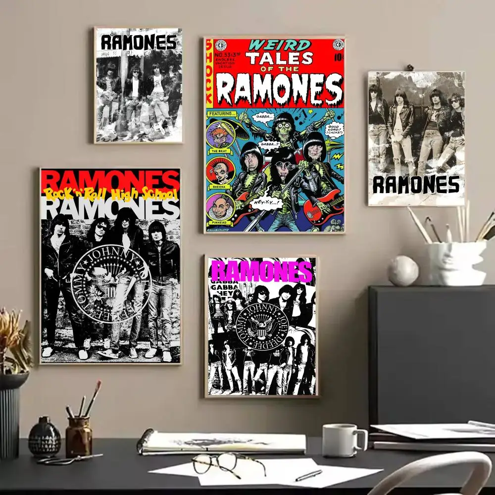R-Ramones Band Poster Stickers Mural Painting Self-Adhesive Decor for Bedroom Living Room Home HD Wall Decals Gift