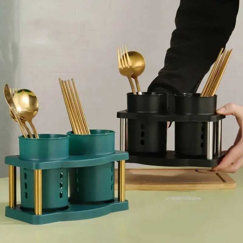 

Light Cutlery Organizer Kitchen Fork Spoon Drain Holder Detachable Dinnerware Tableware Black Drainer Storage Box