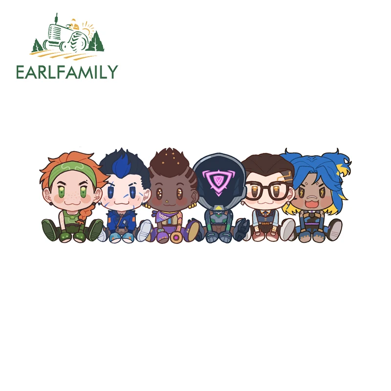 EARLFAMILY Chibi VALORANT Autoaufkleber Kawaii Spiel Vinyl Car Wrap JDM Windows Aufkleber Geeignet für Motorrad Gepäck Auto Dekor