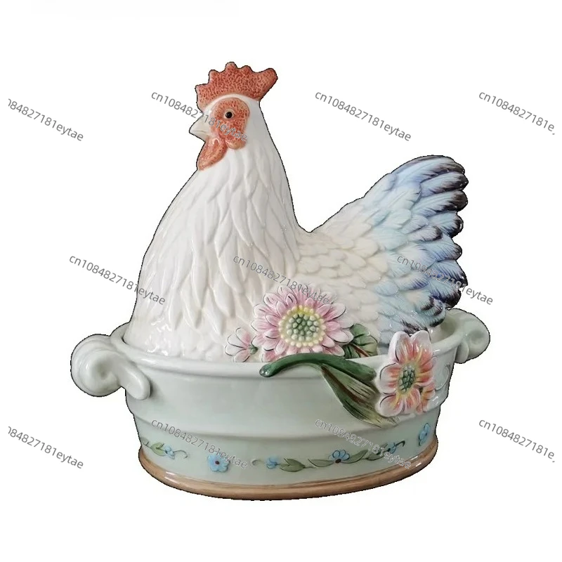 Ceramic Hen-Shaped Storage Jar, Airtight Cookie Candy Snack Container, Country Kitchen Decor & Gift Box