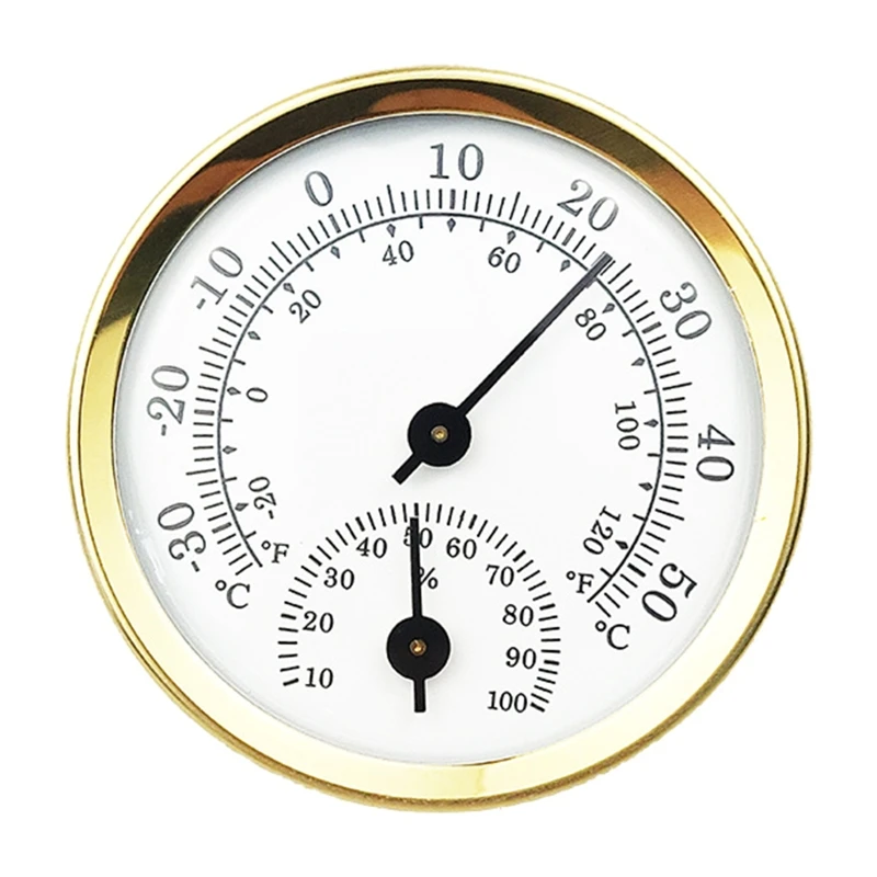 Lightweight Metal Dial Sauna Thermometer Hygrometer Indoor Hygro-thermometer Weather Thermometer Gold/Mixed Colors Dropship