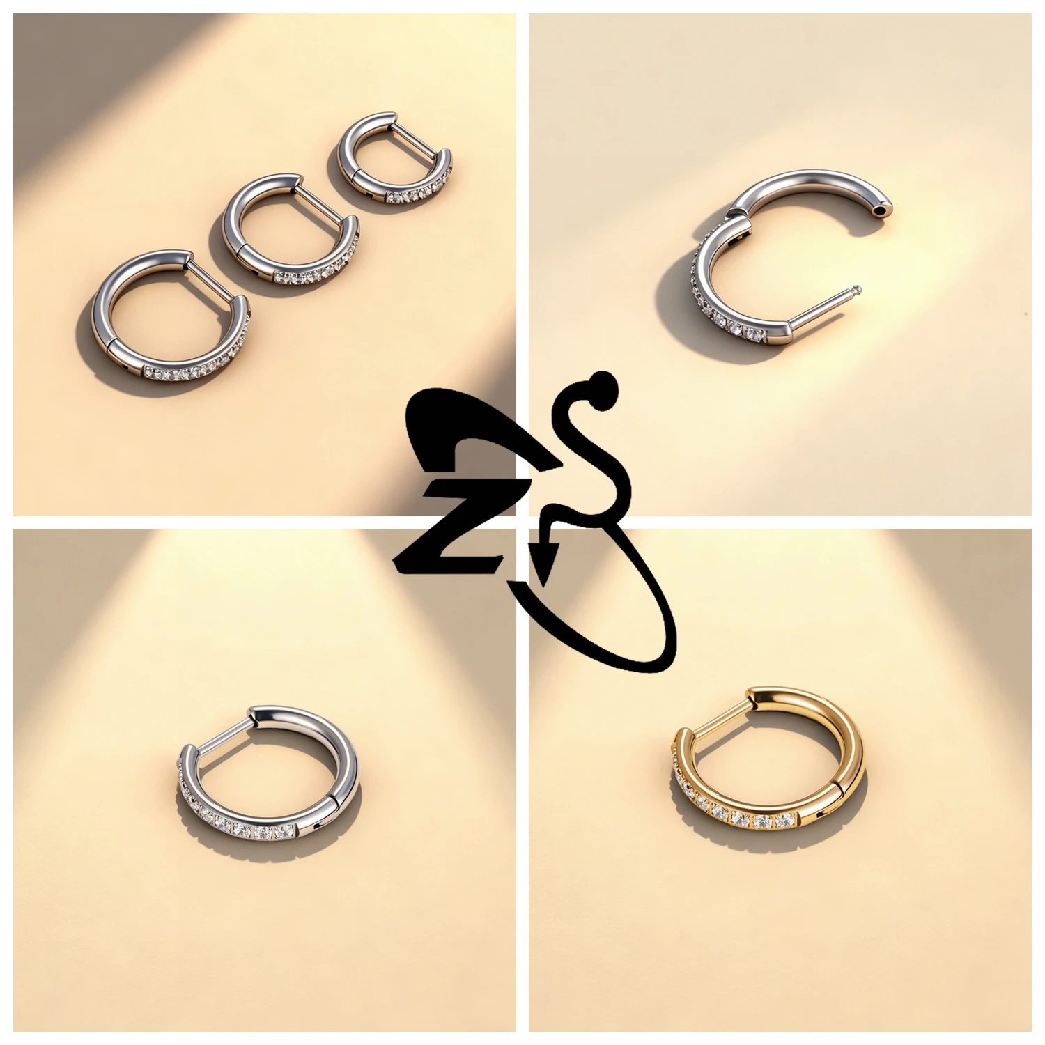 ZS ASTM F136 Titan 1 STÜCK 18G Creolen Damen Herren Zirkon Runde Ohrringe D Form 3 Farben Helix Knorpel Piercings Schmuck – Detail 10