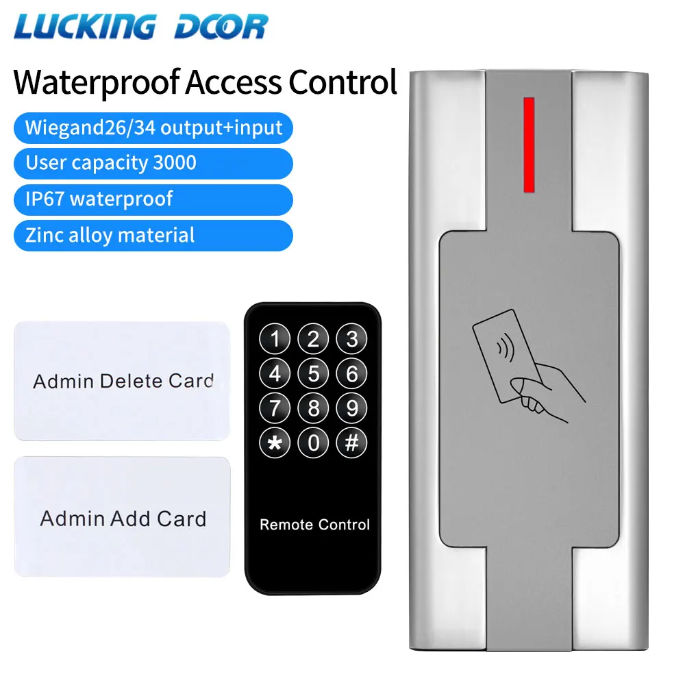 

Zinc Alloy Access Control Keypad Metal Outdoor IP67 for Electronic Door Lock System RFID Reader With Wiegand 26 Output and Input