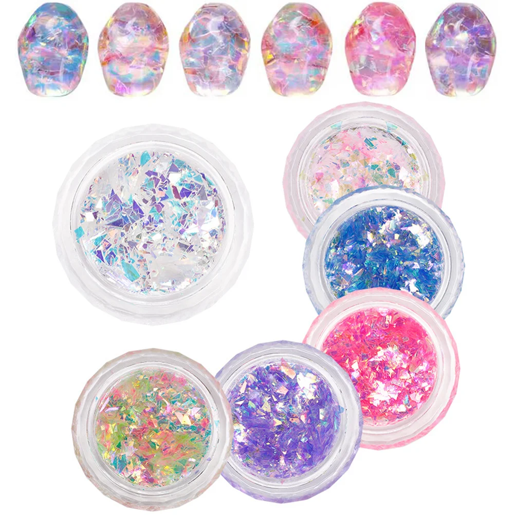 6 Boxes Nail Accessories Glitter Flakes for Makeup Charms Acrylic Nails Powder Crystal Epoxy