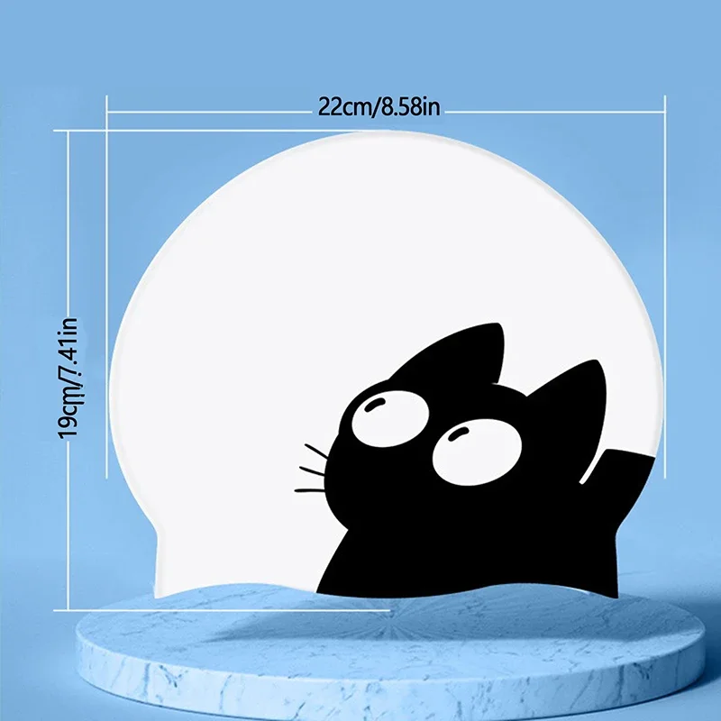 Cute Cat Swimming Cap For Long Hair Ears Protect Children Kids Waterproof Elastic Silicone Swim Pool Cap Bathing Caps Diving Hat