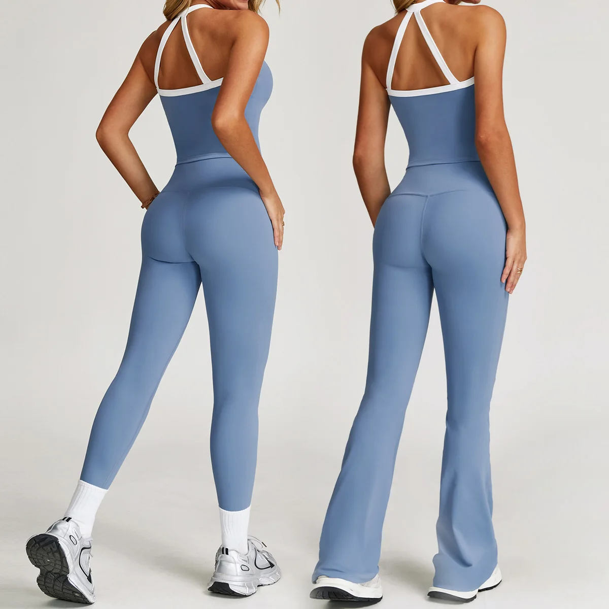 

Yoga Suit Sports Set flared Women Gym Shorts Set Tracksuit Running Workout Sports Vest Crop Top High Waist Leggings Sports Suits