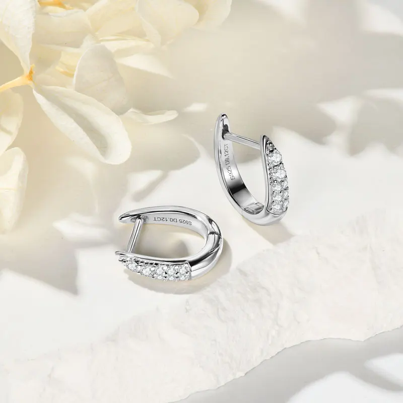 

Ehhai GRA Certified Round Cut Moissanite Hoop Earrings for Women 925 Sterling Silver Clip Earring Fine Jewelry Gifts Pendientes