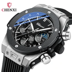 Men Watches High Quality Waterproof Sports Chronograph Quartz Wristwatches Silicone Strap Calendar Luminous Watch For Men