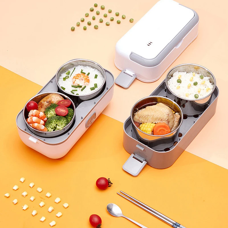 200W Electric Heating Container,2L Portable Electric Lunch Box,Double Layer Four Gallbladder, Office Use ,304 Stainless Steel