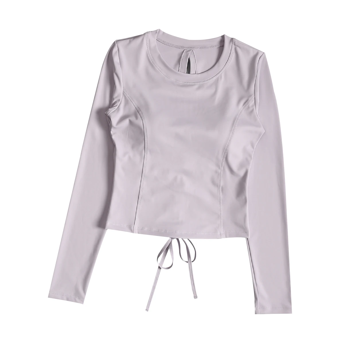 ملابس اليوغا للنساء مع وسادة صدر بقصة ضيقة وأكمام طويلة رياضية جميلة وظهر مثير برباط مطوي للجري