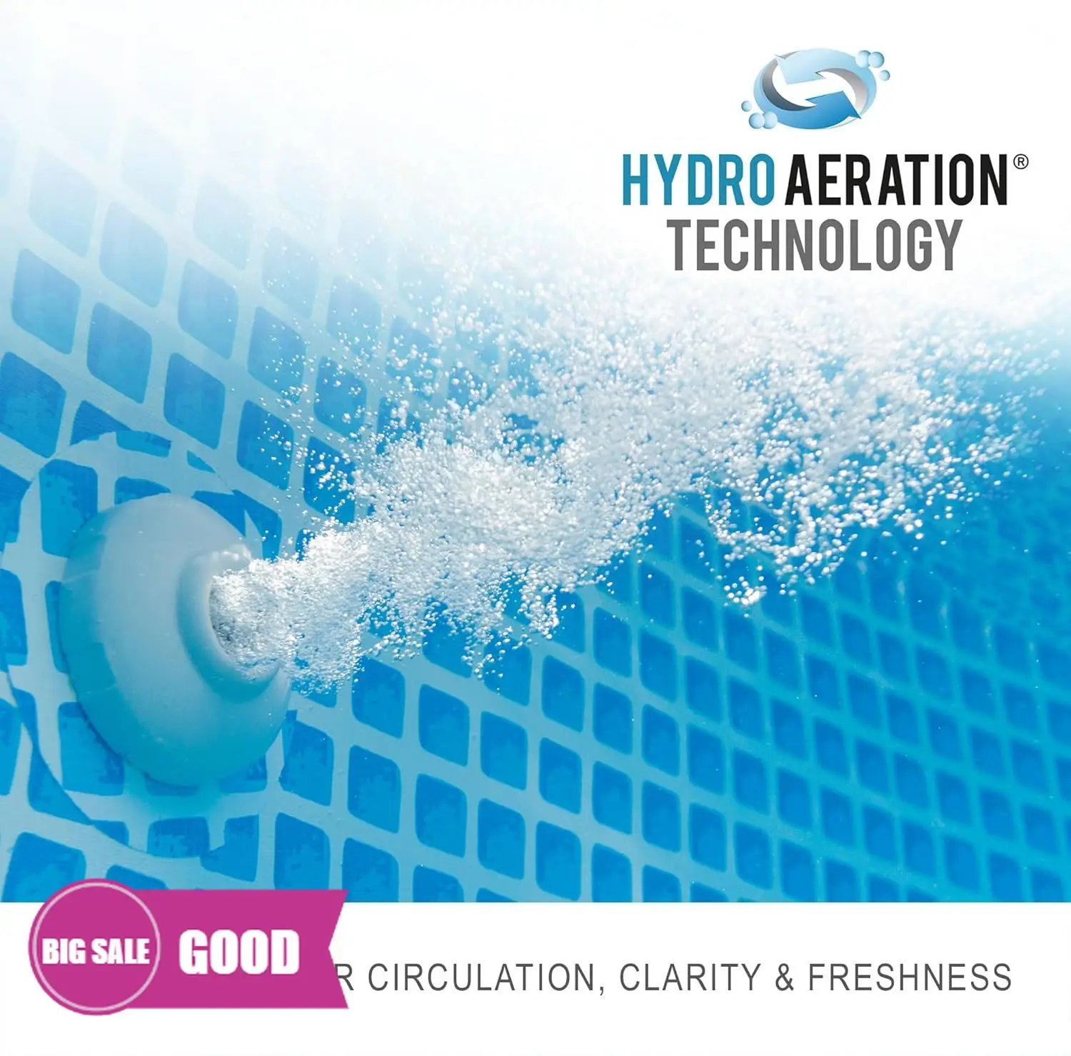 Prostokątny basen naziemny do ogrodu o wymiarach 14,75'x86'x33' z zaworem regulacji przepływu do szybkiego spuszczania wody, niebieski.