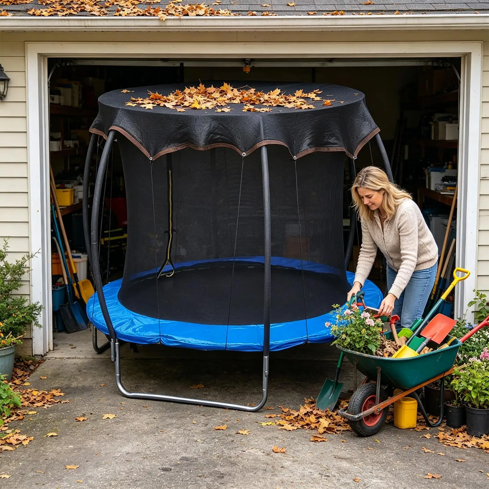 

Trampoline Shade Cover Protective UV Resistant Replacement 6ft 8ft 10ft 12ft 14ft Trampoline Tarp For Backyard Yard Garden Patio
