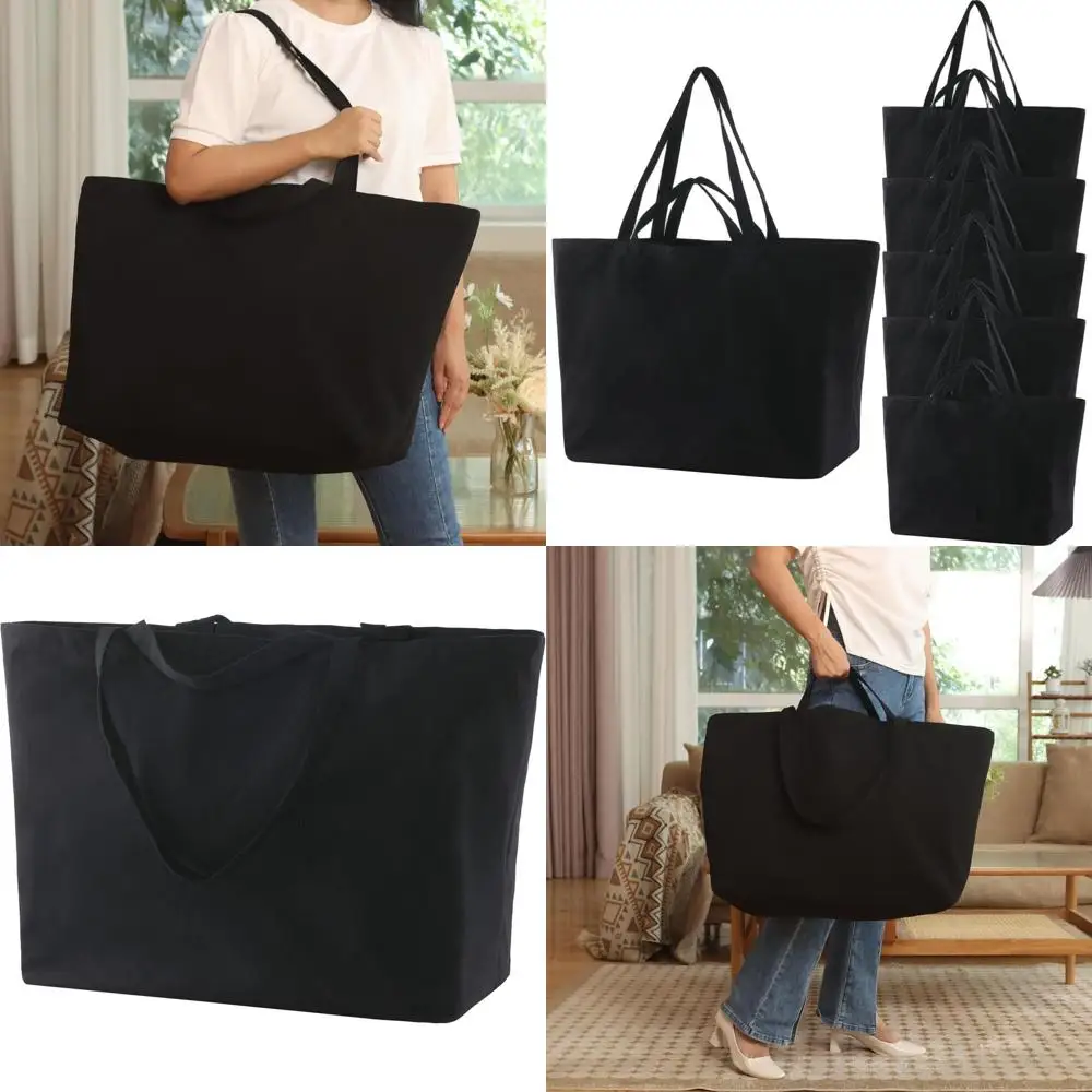 

Extra Large 27 Inch Canvas Tote Bags - Heavy Duty Reusable Grocery Bags with Double Handles