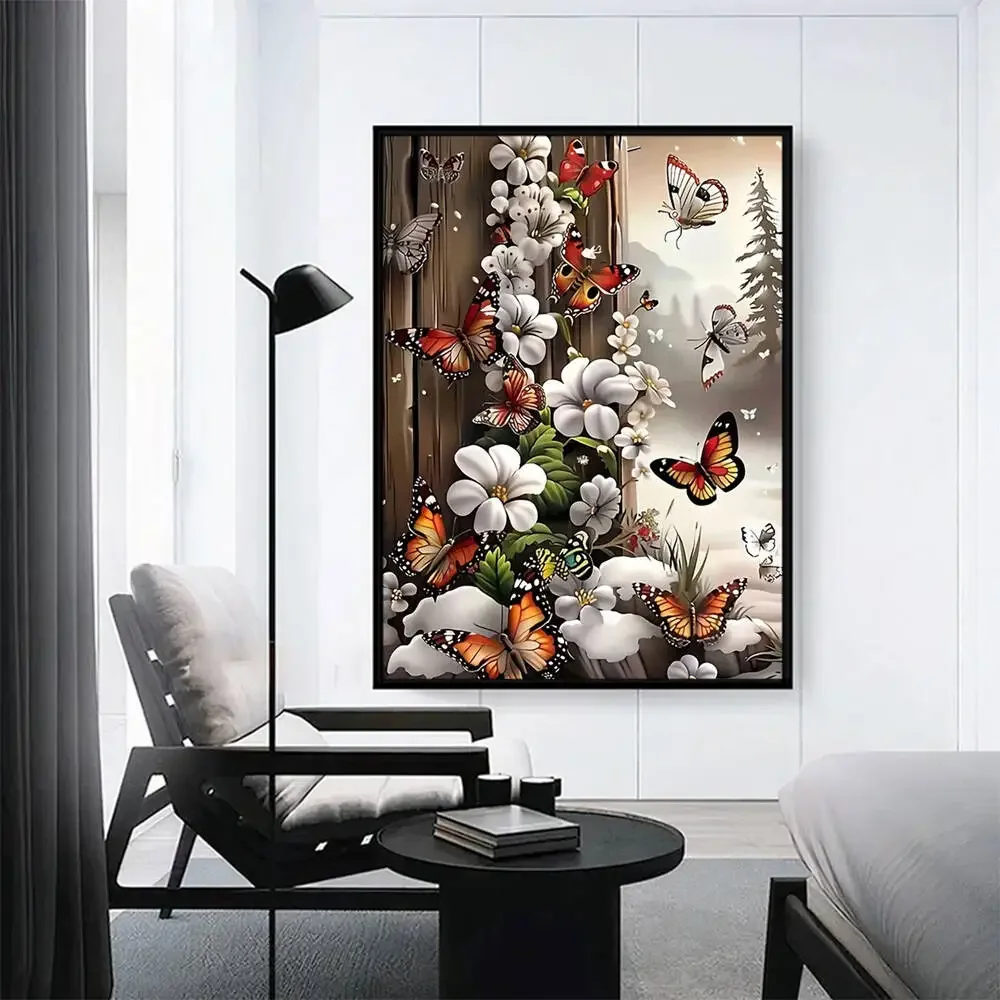 Vlinderbloem 5D Diamond Painting Kits Volledige ronde boormachines Mozaïek Creatieve vrije tijd DIY Hobby Borduren Dieren Home Decor Geschenken - afbeelding 2