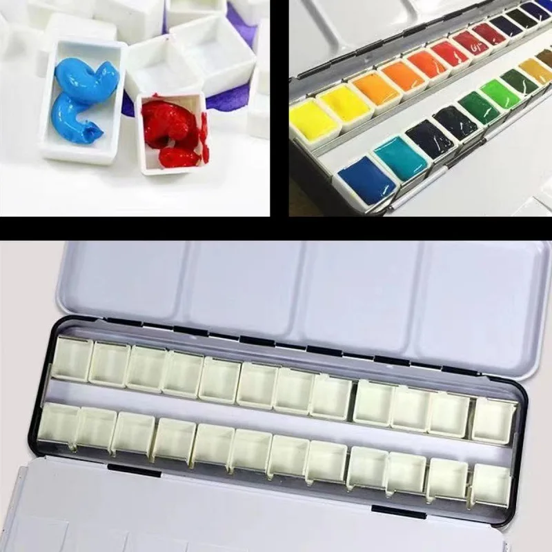 25/50/100pcs 2/3.2ml Rounded Corner Transparent/White Color Empty Plastic Watercolor Paint Pan for Watercolor Acrylic Oil Paints