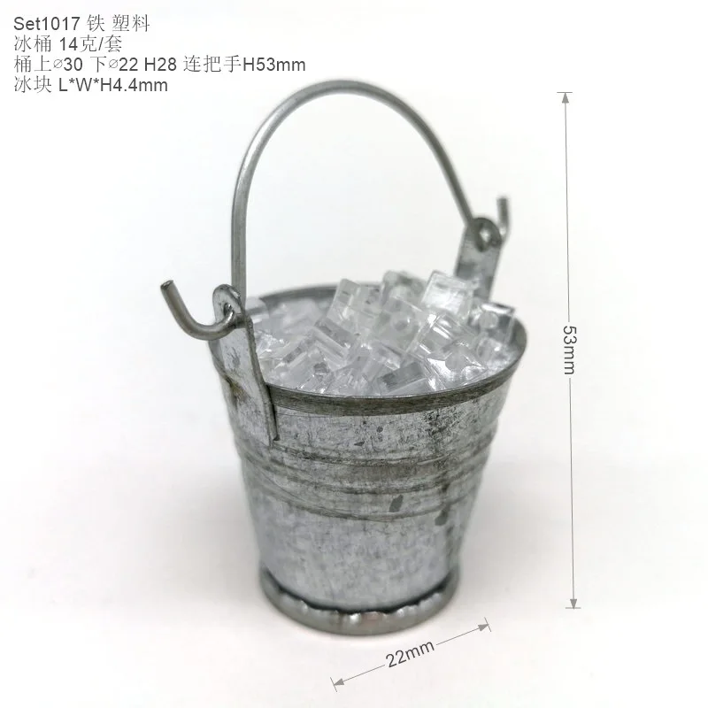 Scale Handiwork Clear Ice Cube Bucket Fairy Home Decoration DIY Plastic Crafts Dollhouse home Miniature supplies