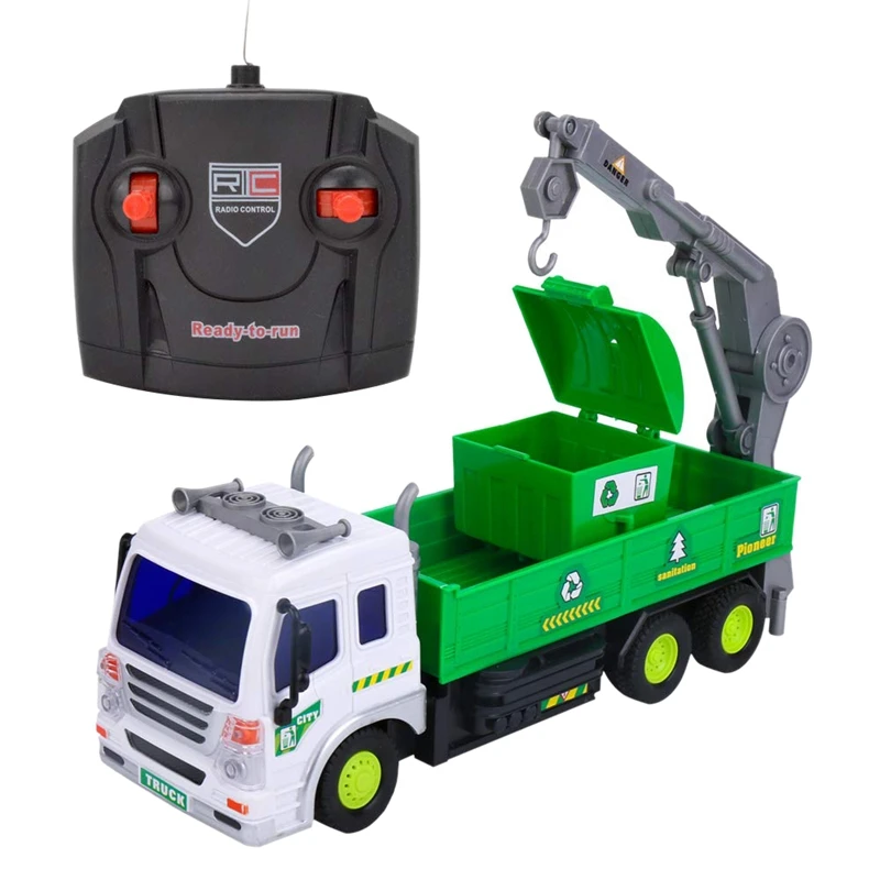 Children's Remote Control Garbage Truck With Lights, 4WD Recycling Garbage Truck, Toys For Children 2-6 Years Old, Gifts For Boy