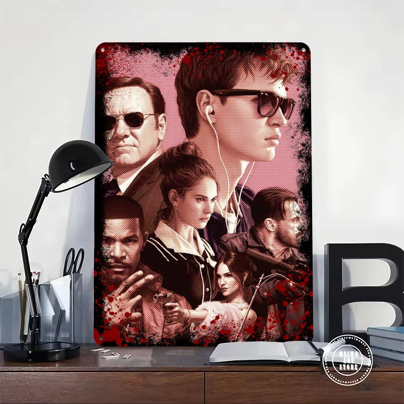 ملصق معدني مطبوع عليه فيلم سائق الطفل لتزيين غرفة النوم للمنزل، علامات قصدير معدنية قابلة للتخصيص لتزيين الحائط، عصا ديكو