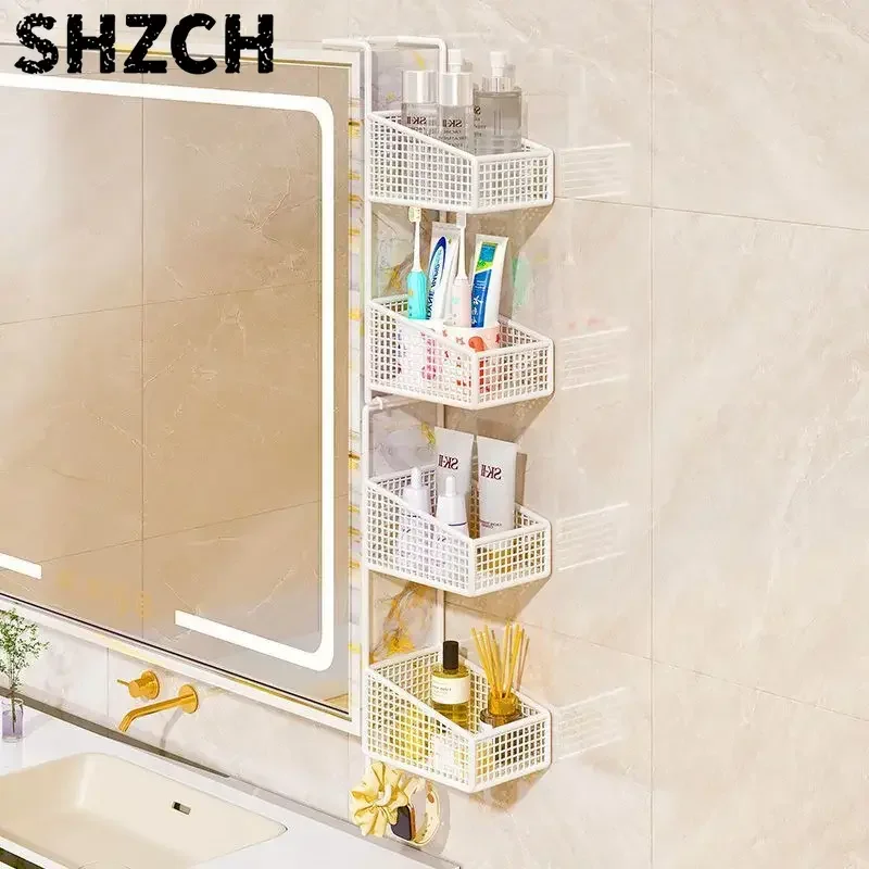 Shelf Toilet Mirror Cabinet Side Storage Artifact No Punching Cosmetic Mouthwash Cup Storage Rack Next To Bathroom Cabinet