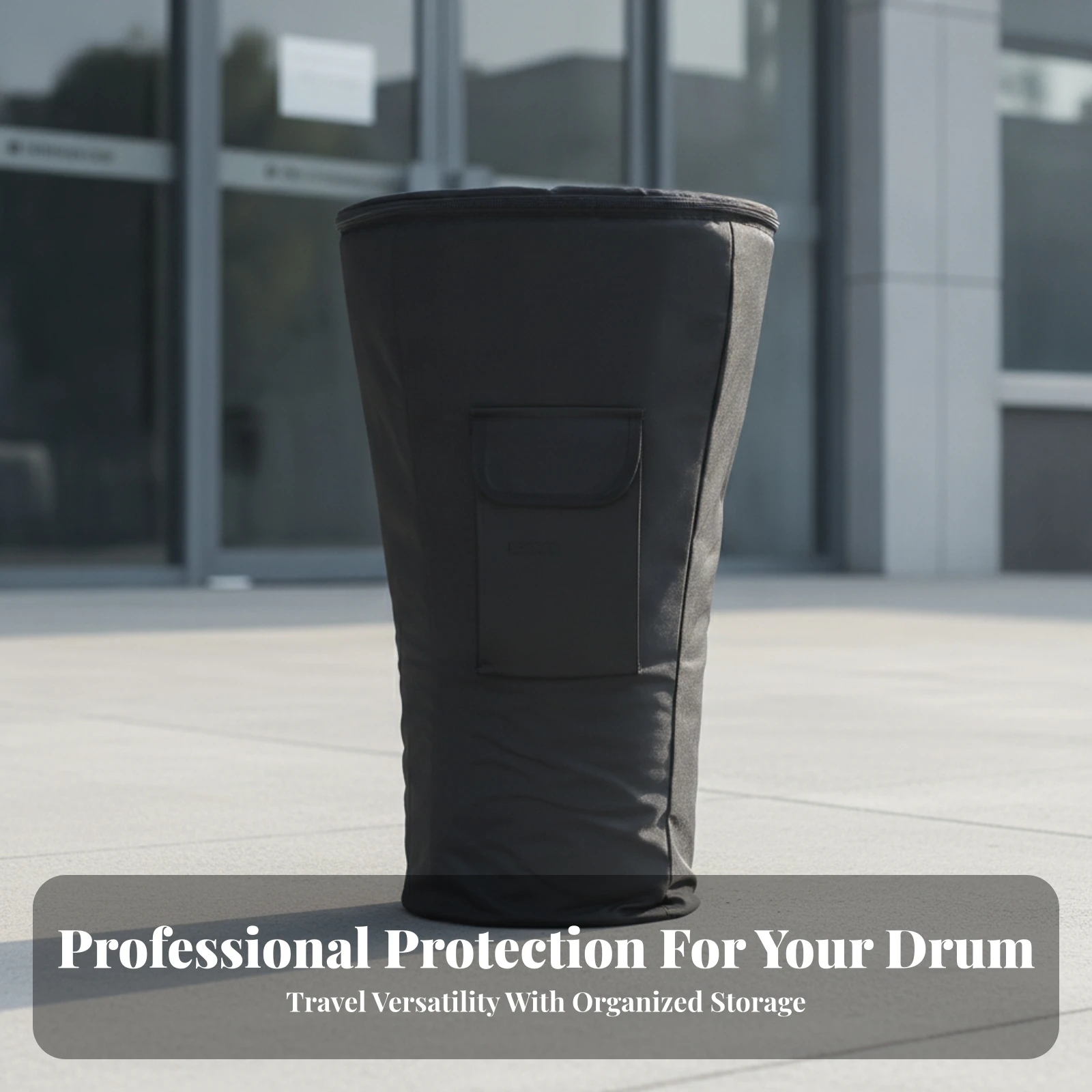 African Drum Bag Black Djembe Bag African Drum Carry Case Robust Padded for Percussionists, Gigs, Rehearsals