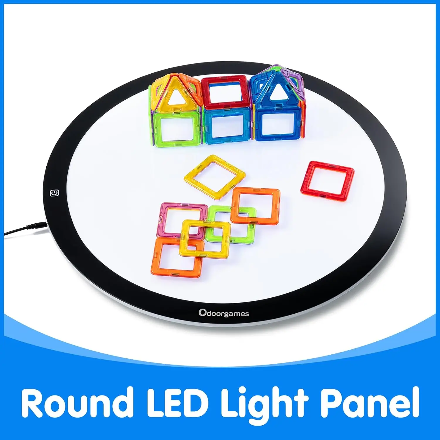 Round LED Light Panel for Kids - Adjustable Brightness Preschool Classroom Creative Exploration Table