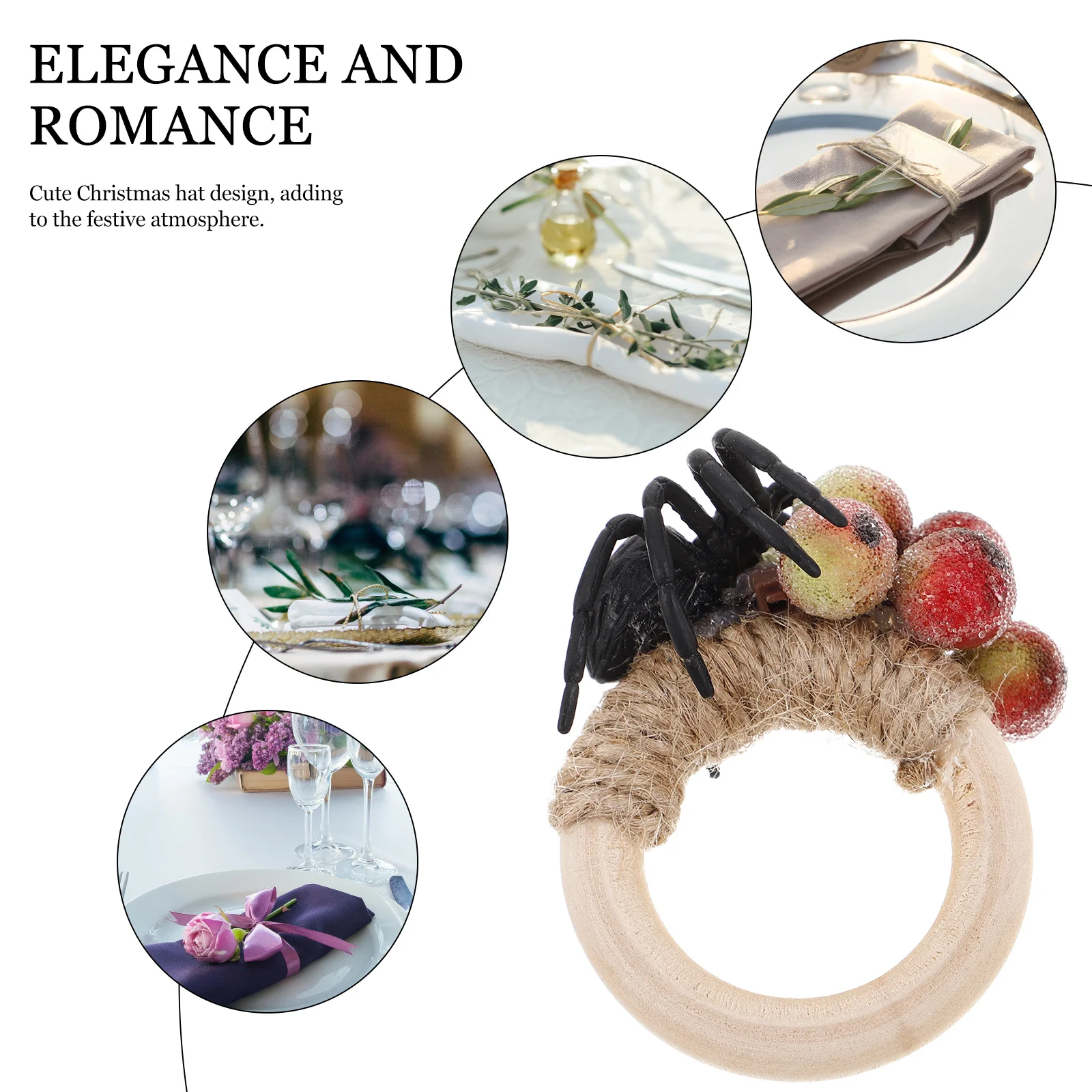 

6Pcs Elegant Halloween Napkin Rings Spider Shaped Serviette Holders for Dining Table Party Adornments Unique Serviette Ring
