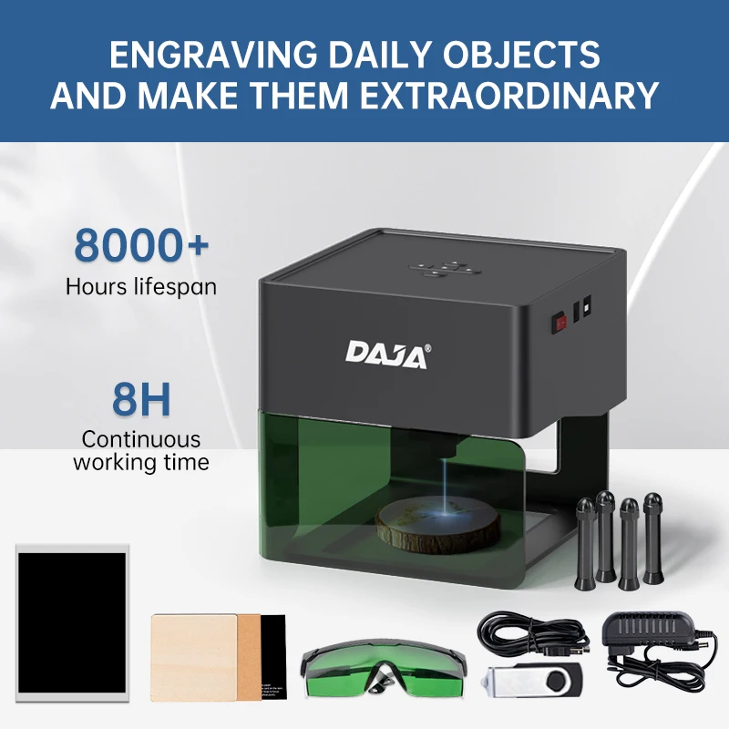 Portable Small DAJA DJ6 Mini Engraving Machine APP Control 3W DIODE DIY Engraver MDF Plywood Logo Mark Printer