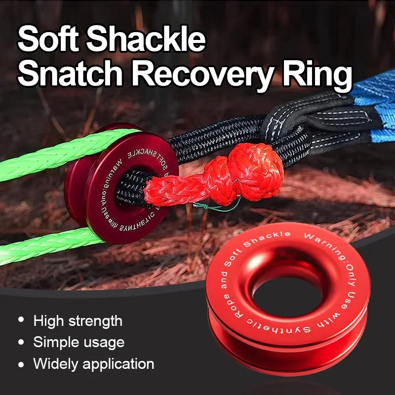 41000LBS Snatch Recovery Ring Soft Shackle Set, Winch Rope Pulley for Off-Road 4x4 Towing, Recovery Gear for Jeep Truck SUV ATV