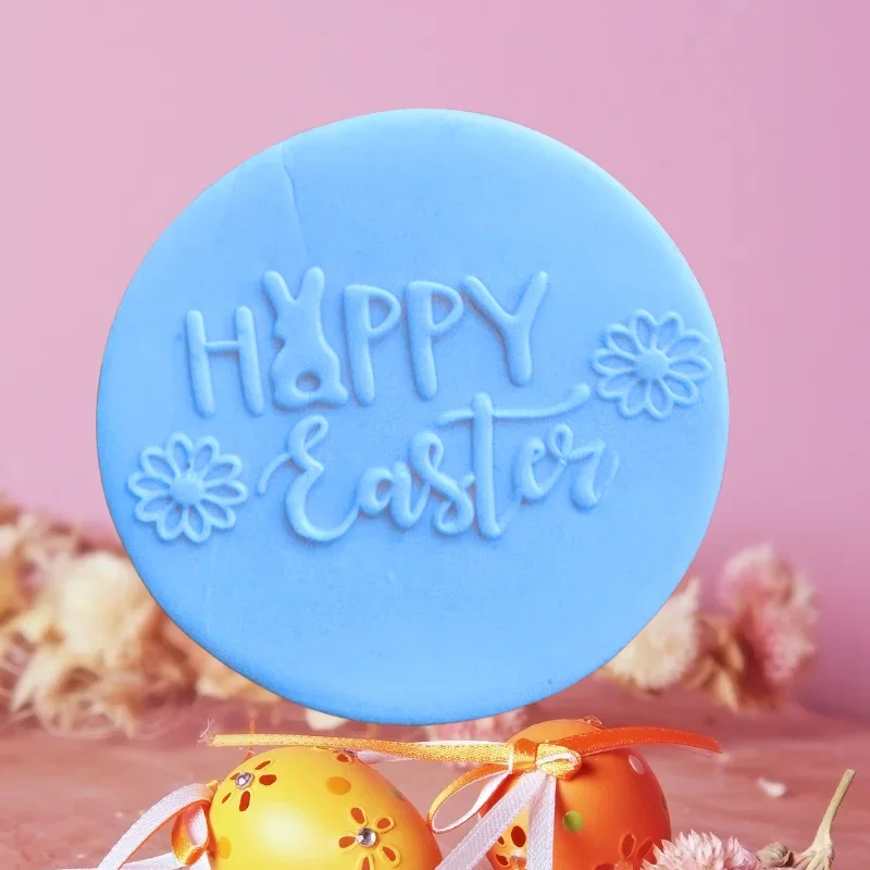 Baking Tool, Happy Easter Acrylic Cookie Emboss, Bunny Flower Cookie Outboss Reverse, Fondant  Mould, Cake Tools DIY