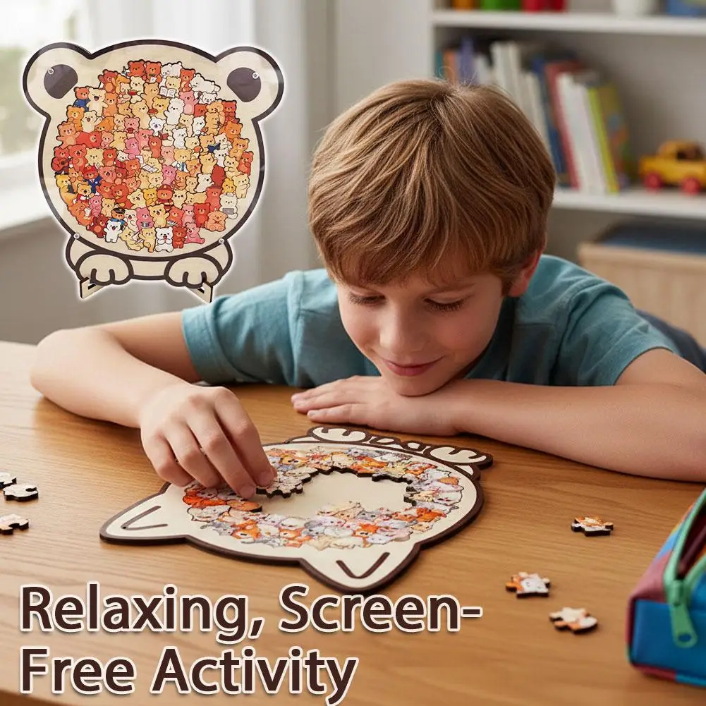 

Деревянная головоломка-пазл, игра-головоломка с мультяшным котом для детей и взрослых, развивающая обучающая головоломка Монтессори