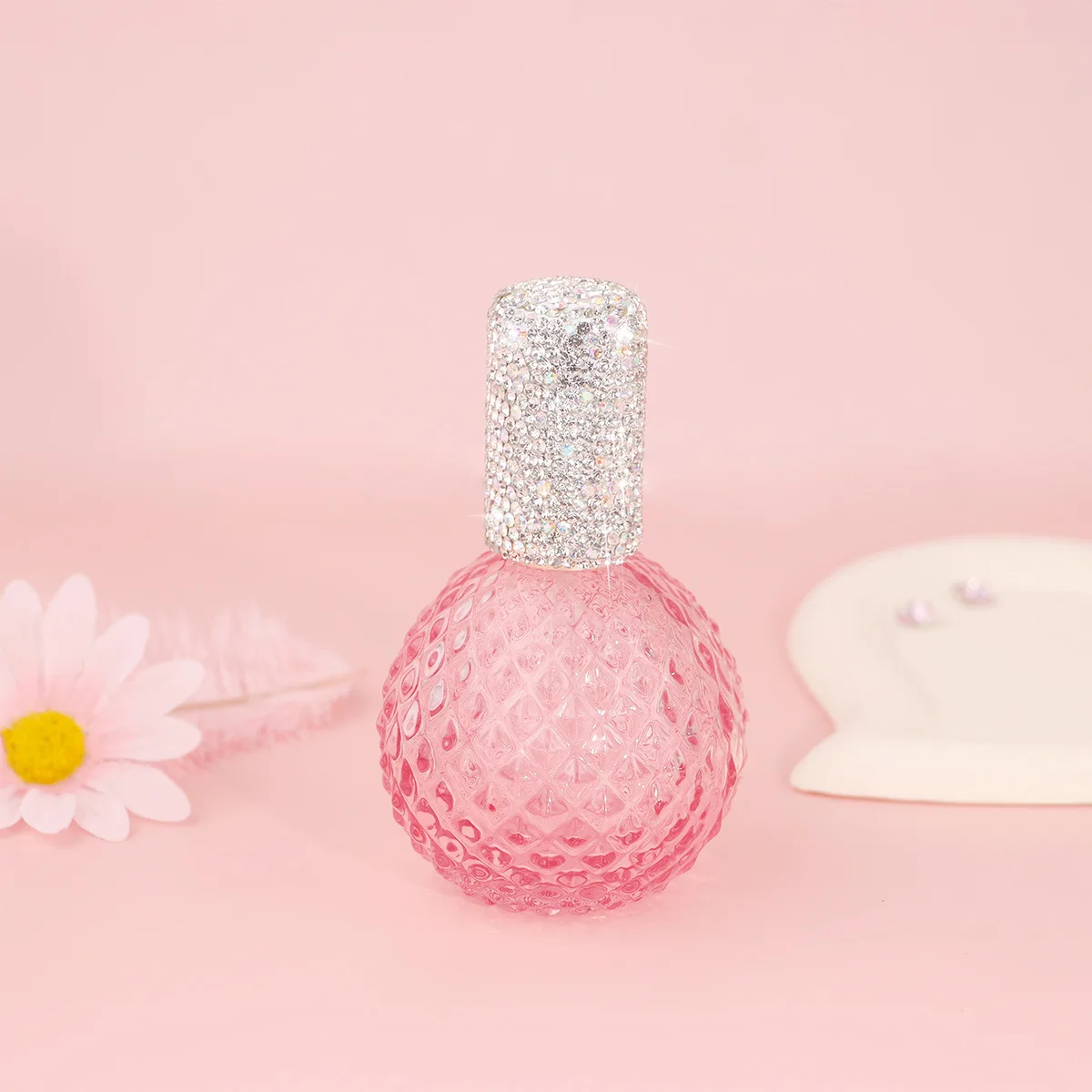 100ml Sparkling Rhinestone Glass Spray Bottle Refillable Perfume Bottle Empty Cosmetic Containers Portable Essential Oil Jar