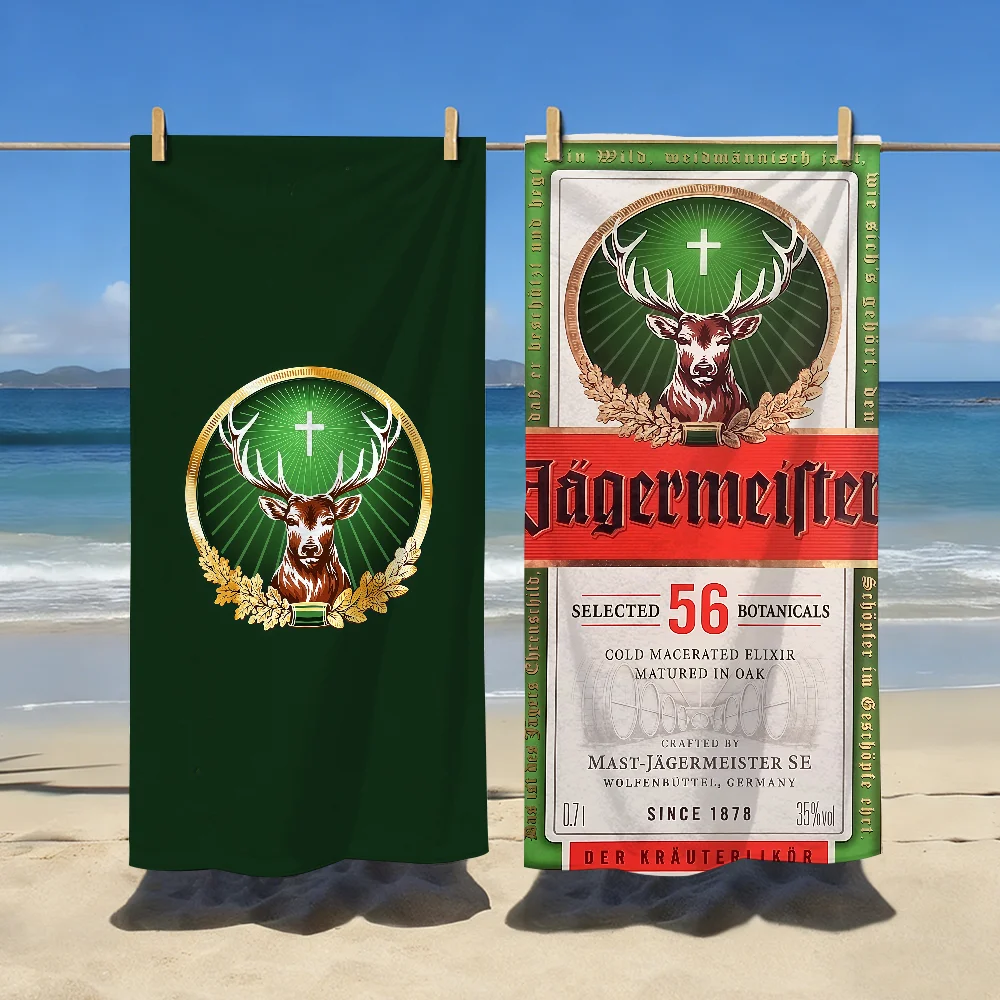 Brand J-Jagermeister-S Digestif Liqueur Towel Sports Quick Dry Travel Camping Gear Sandproof Soft Light Large Beach Towel