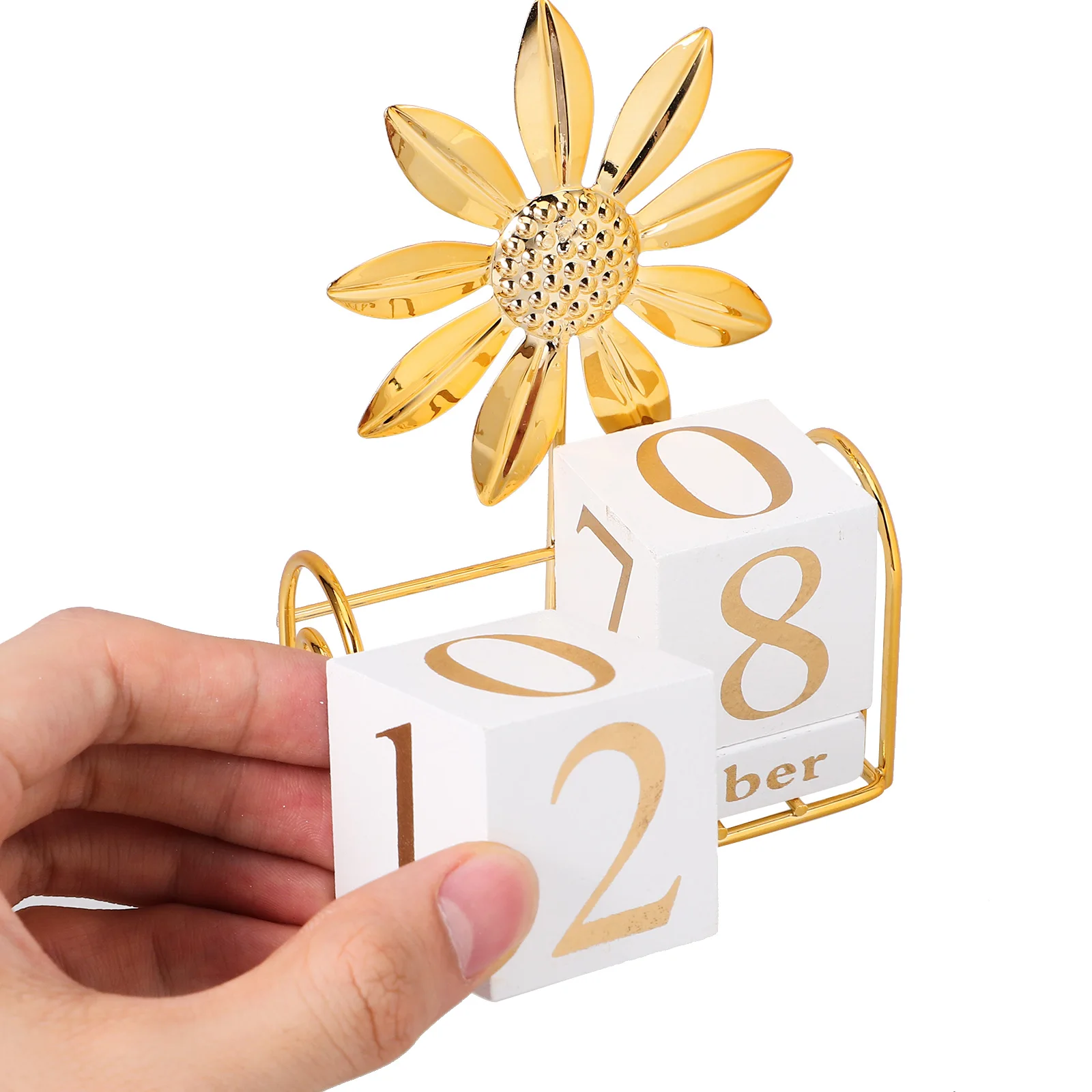 

1 set 1 Set Decorative Perpetual Wooden Block Stylish Desk Office Tabletop Household Reusable Block Desktop Wood Calendar Office