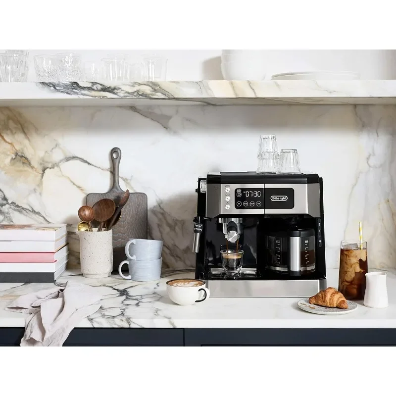 De'longhi เครื่องชงกาแฟ & เครื่องชงกาแฟรวมแบบออลอินวัน + teko Kopi kaca 10ถ้วยสีดำ COM532M