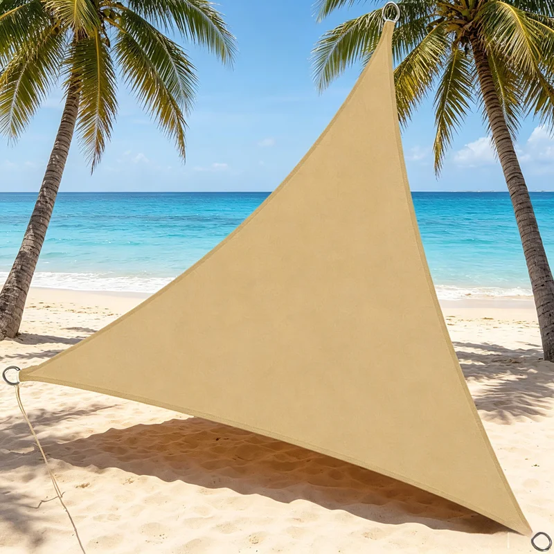 Outdoor Triangle Canopy HDPE&Polyester Waterproof UV Protection Beach Garden Shade Enclosure Swimming Pool Shade Cloth