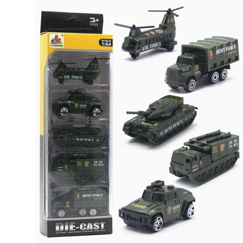 Diverse legering speelgoedauto kunststof 5-delige set techniek voertuig brandmodel graafmachine kindercadeau