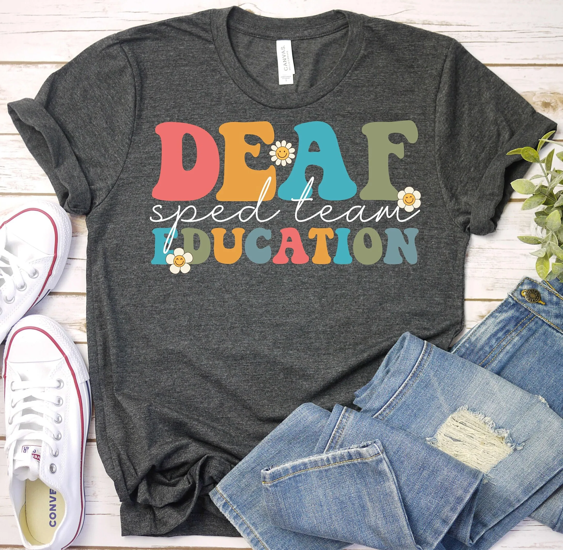 Asl Teacher T Shirt Special Education Deaf Pride School Sign Language Dhh Sped Iep