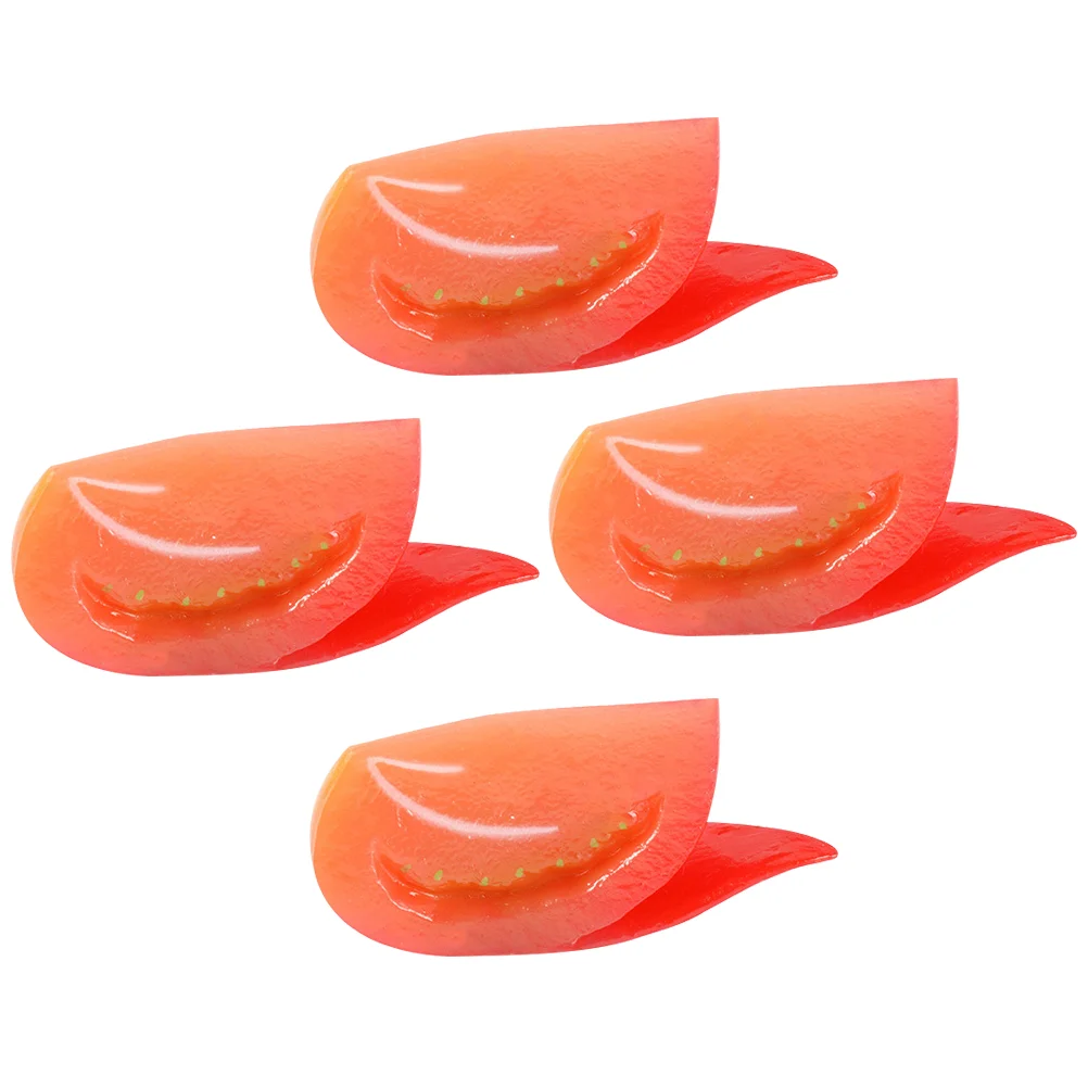 4 Pcs Simulated Tomato Lifelike Fake Slice Decorate Simulation Vegetable Models