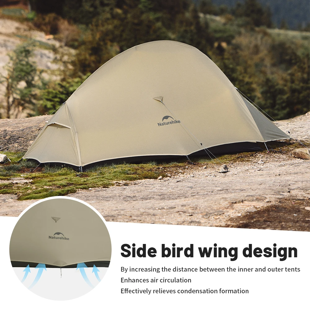 Naturehike-Cloudup Pro 2 Pessoas Tenda, Atualizado 20D, Impermeável, Acampamento ao ar livre, Caminhadas, Ultraleve, Anti-mosquito, Respirável, Abrigo Solar