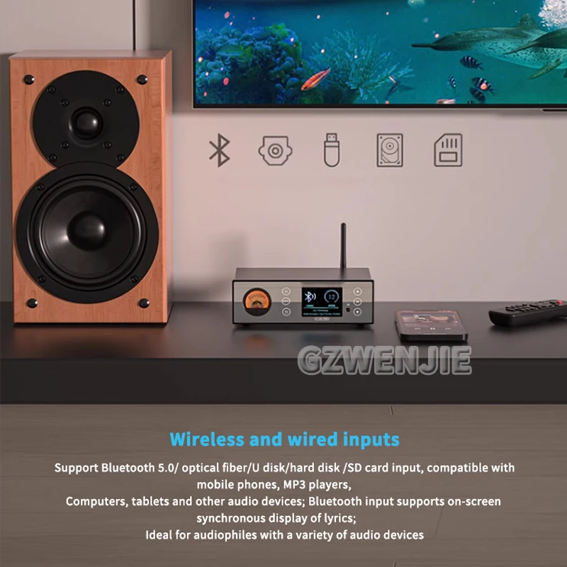 C100 PRO HiFi Bluetooth 5.0 Digital ESS9038 Preamp OLED Display Streamer USB Player DSD512 with VU Meter Decoding player