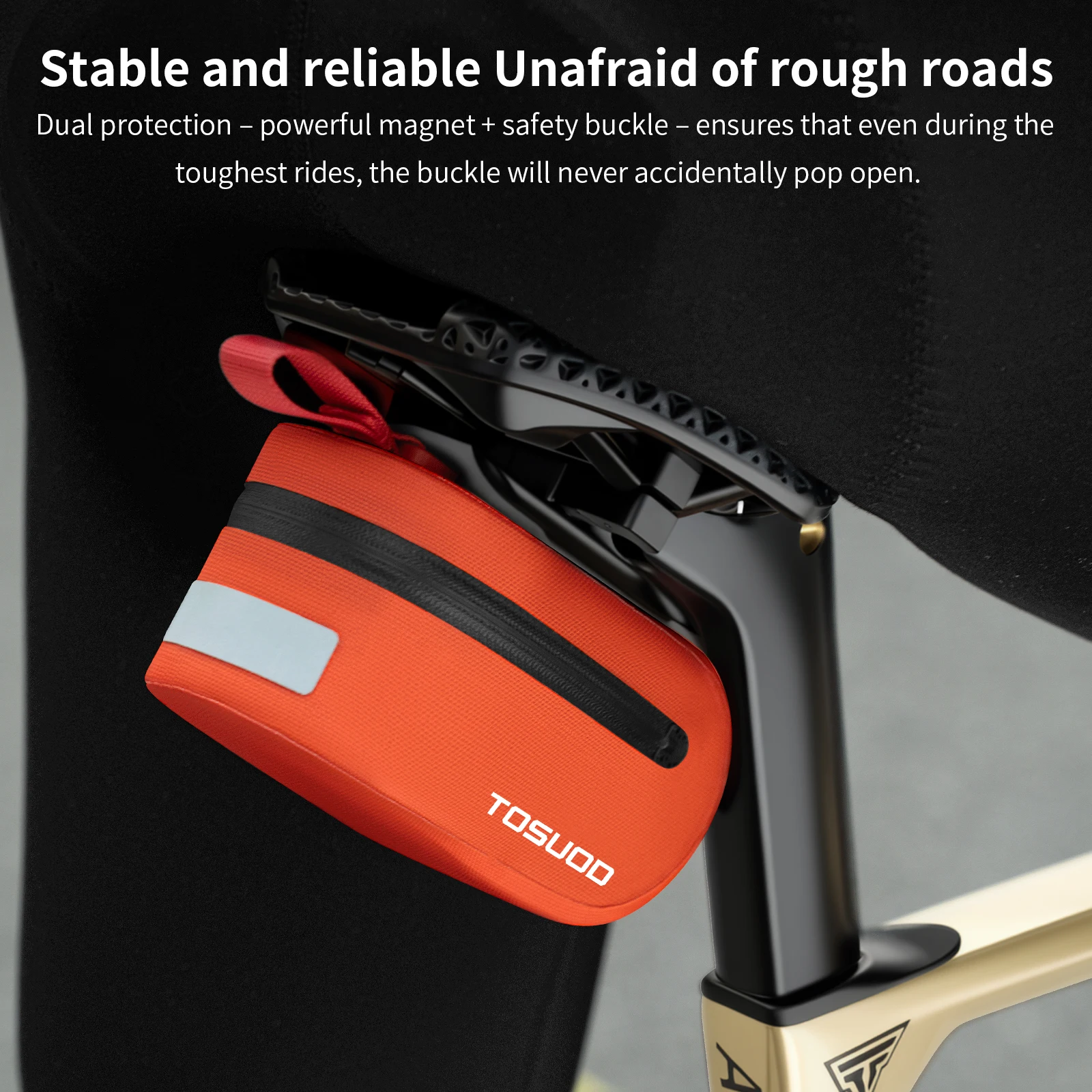 TOSUOD Schnellverschluss-Fahrradsatteltasche, Aufbewahrungstasche, wasserabweisende Fahrrad-Werkzeugtasche, MTB-Fahrrad-Reparaturset-Zubehör – Detail 7