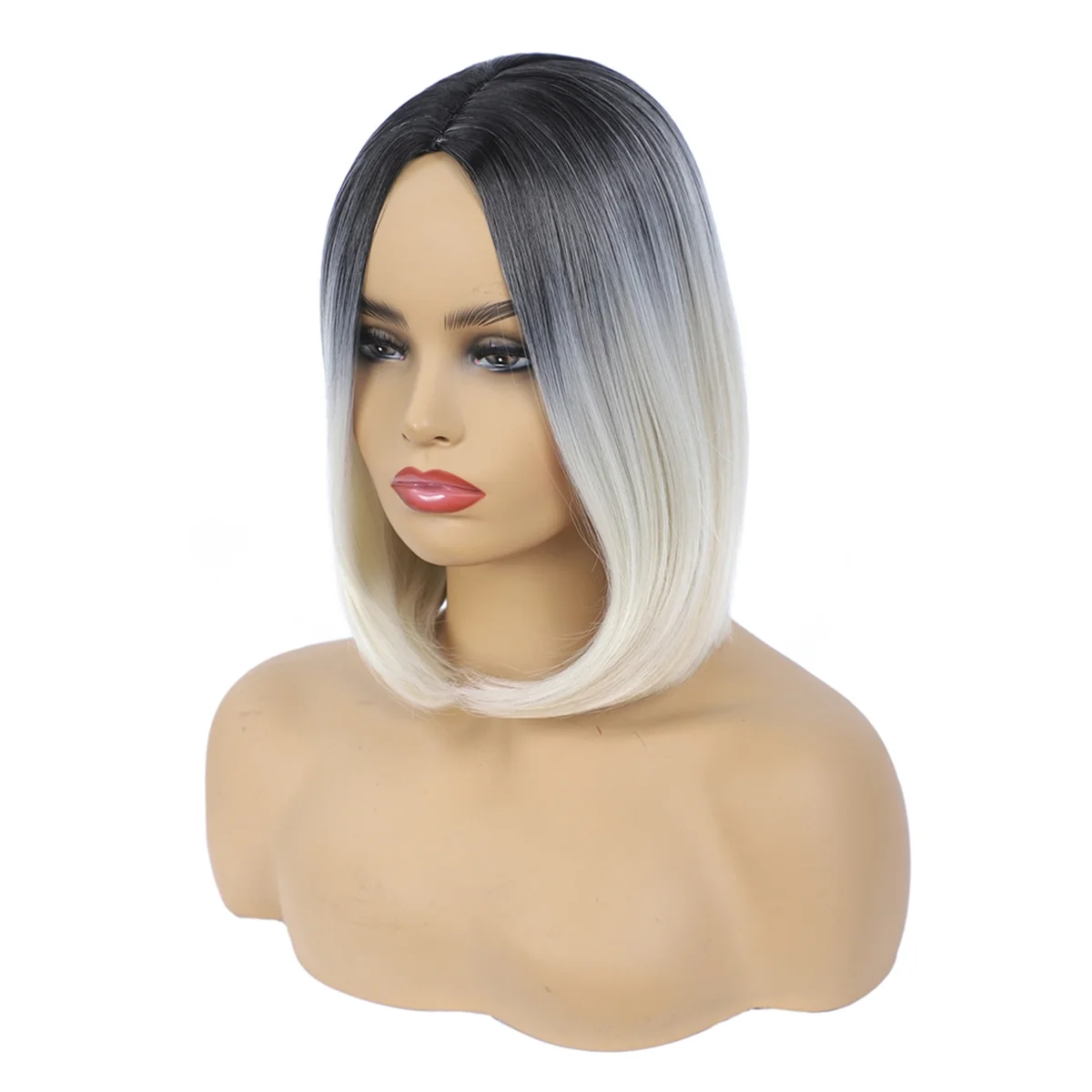 Fashion Wig Short Hair Middle Parted Color Chemical Fiber High Temperature Silk Ladies Wig Covering,H