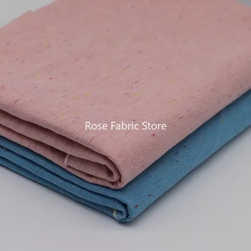1 meter Thick After Washed Jeans Fabric With Colored Dots DIY Sewing Pants Blazer Jacket Handmade Crafts Tissus