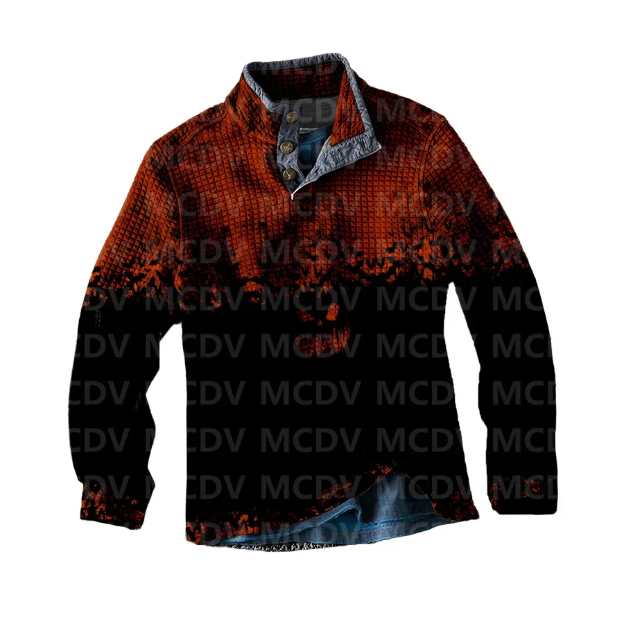 Men's Long Sleeve Casual Top Halloween Bat 3D Printed Casual Men's Polo Pullover Men Sweater