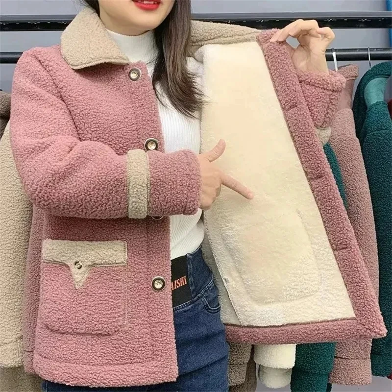 2025 ใหม่ฤดูหนาว Lambswool Coat กํามะหยี่เบาะแม่เสื้อขนสัตว์ผู้หญิง Parkas ผ้าฝ้ายเสื้อผ้าหญิง Outerwear 5XL