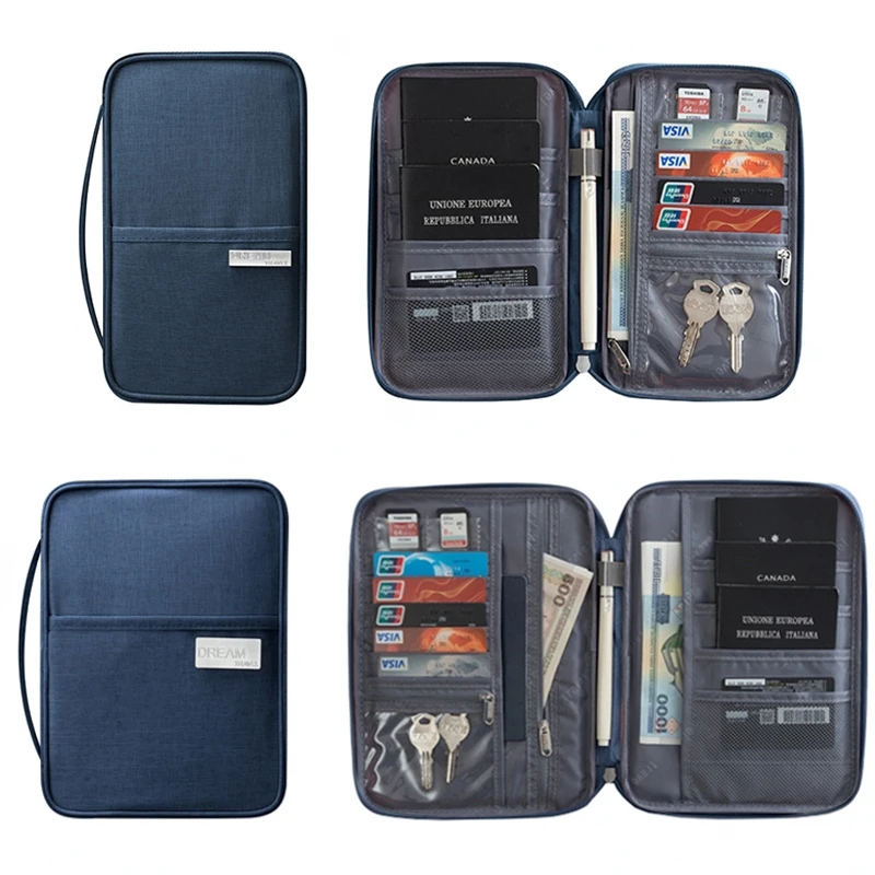 Waterproof Passport Holder Travel Wallet Multifunctional Small Credit Card Wallet Storage Bag Portable Document Storage Bag