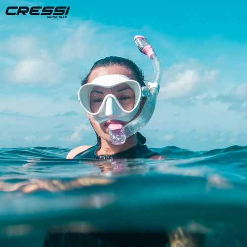 Imagen 2 del producto Cressi-Conjunto de esnórquel F1 para adultos, máscara de buceo, esnórquel seco, sin marco, silicona brillante