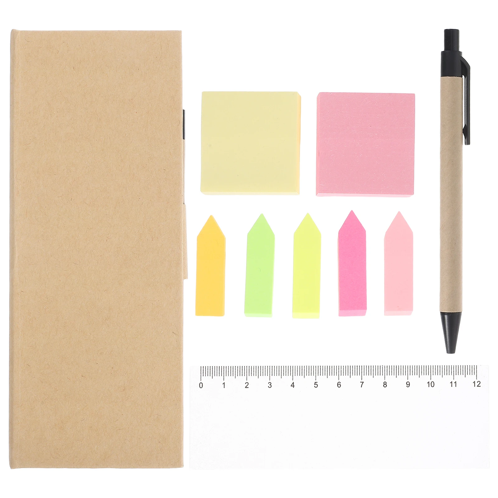 

1Set Sticky Memo Pad: Multifunctional Color-Coded Note Organizer With Ruler Portable Box For Office School Study Lined Notes