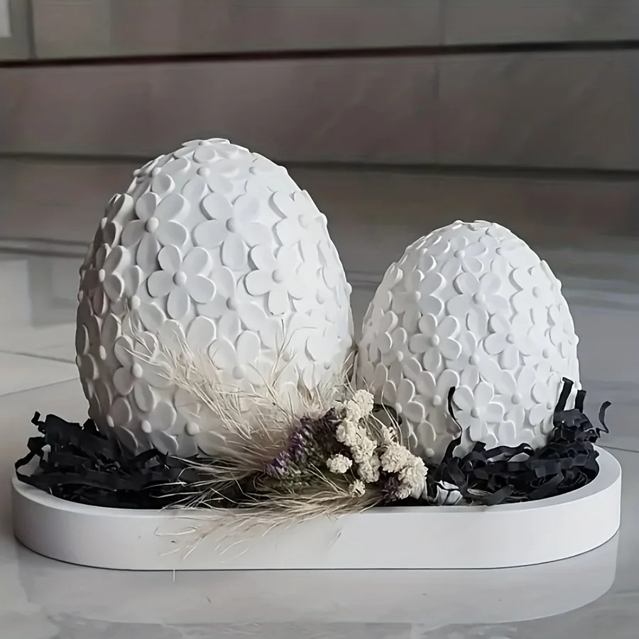 Resin silicone mold set of 2 pieces, Easter egg-shaped candle holder mold, decorative art piece, DIY shaping mold